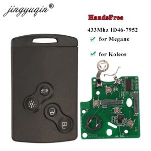 Jingyuqin 핸즈프리 열쇠가없는 스마트 카드 Renault Megane III Fluence Laguna III 경치 좋은 Clio Captur Koleos 433MHz FSK PCF7952 Key Remote