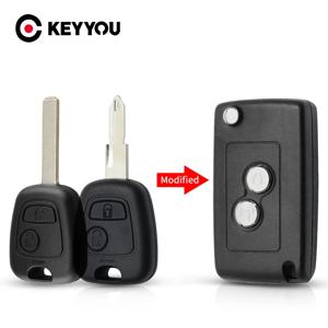 KEYYOU 2 BTN 시트로엥 C1 C2 C3 C4 피카소 Xsara 푸조 206 306 307 107 207 407 파트너 용 플립 카 키 수정