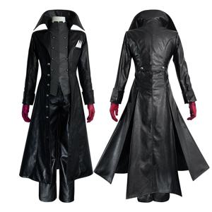 HOLOUN P5 게임 Ren Amamiya 코스프레 의상 가발 마스크 조커 인조 가죽 코트 바지 조끼 장갑 데일리웨어 Cos Convention Rose Net