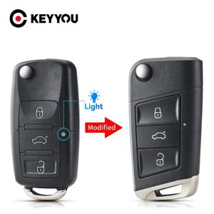 KEYYOU VW 폭스바겐 골프 4 5 제타 파사트 CC 티구안 폴로 비틀 스코다 플립 원격 키 쉘 포브 3 단추 자동차 키 케이스, 1 개