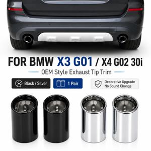 BMW X3 G01 X4 G02 30i 2019-2022용 배기 팁 90mm 스테인레스 스틸 머플러 팁 커버 블랙 실버 OEM 스타일 배기 트림