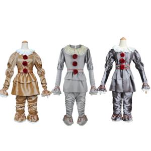 코스프레 의상 광대 Pennywise 정장 영화 스티븐 킹 It 조커 의상 황금 실버 할로윈 의상