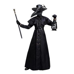 할로윈 전염병 의사 코스프레 후드 로브 중세 Steampunk 사제 공포 마법사 망토 케이프 긴 코 부리 가죽 마스크