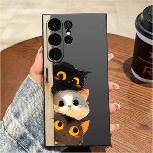 삼성 갤럭시 S25 S24 S23 S22 S21Ultra FE A35/A54/A55/A34 5G 참고 10/20 라이트 플러스 커버에 대한 세 개의 작은 새끼 고양이 실리콘 케이스