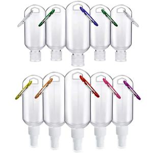 5Pcs 빈 손 소독제 여행 병 30ml 50ml 크기 홀더 후크 키 체인 캐리어 플립 캡 재사용 가능한 휴대용 빈 병