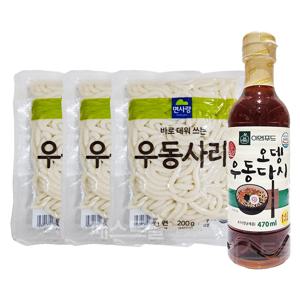 이거다 면사랑 우동사리 200g 3개 + 이엔 오뎅우동다시 470ml 세트