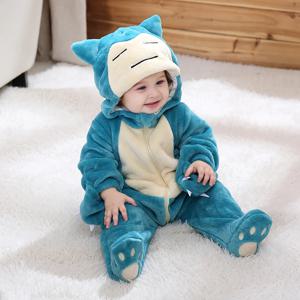 Kigurumis Baby Romper 만화 Snorlax Onesie 유아 겨울 따뜻한 동물 의상 복장 코스프레 재미 있은 의상 할로윈 Pijama