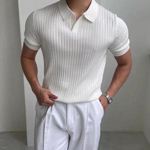 여름 스포츠 및 레저 슬림핏 티셔츠 패셔너블 남성 골프 폴로셔츠 오픈넥 통기성 속건 반팔 티