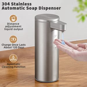 주방 비누 기계 자동 센서 손 소독제 스마트 전기 바디 워시 비누 디스펜서 304 스테인레스 스틸 270ml