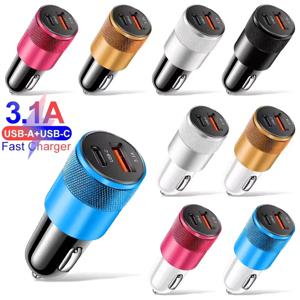 3.1A USB 차량용 충전기 타입 C 고속 충전 휴대폰 어댑터 샤오미 화웨이 PD 휴대폰 충전기 차량용 어댑터 소켓 시가 라이터