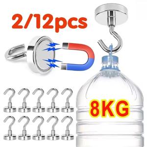 2/6/12PCS 강력한 자석 후크 다목적 보관 후크 가정용 주방 바 보관 후크 열쇠 보관 후크 욕실 행거