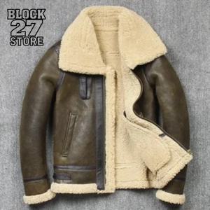 남성용 재킷 하라주쿠 겨울 믹스드 에비에이터 B3 봄버 양가죽 셰어링 코트 고품질 록 스타일 따뜻한 파일럿 아우터웨어 신상품