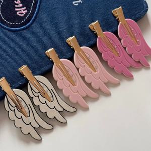 2개입 크리스탈 라인스톤 흔적없는 헤어 클립 한국산 아세테이트 윙 소녀 헤어핀 헤어 액세서리 도파민 헤어 뱅 클립 메이크업