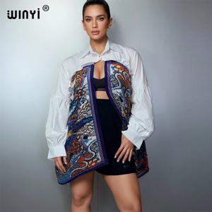 WINYI 여성 패션 긴소매 숏 가디건 프린트 버블 헴 보헤미안 드레스 커버업 카프탄 럭셔리 비치웨어 아바야 두바이