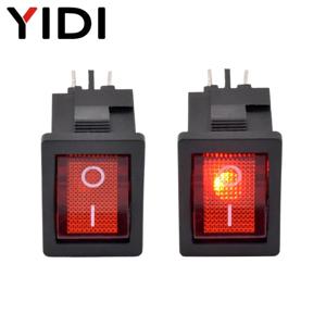 YIDI 10개 KCD1-104 플라스틱 전원 로커 스위치 4핀 LED 조명 12V 24V 220V 온오프 DPST 래칭 패널 푸시 버튼 스위치