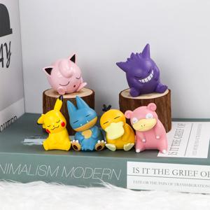 6Pcs 포켓몬 피규어 피카추 Charmander Squirtle 애니메이션 만화 인형 장난감 2D 액션 피규어 컬렉션 생일 선물