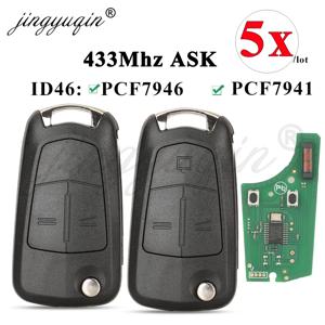 Jingyuqin 5X 플립 원격 자동차 키 315/433Mhz ID46 Opel/Vauxhall Astra H Zafira B Vectra C Corsa D Antara G1-AM433TX 96870243