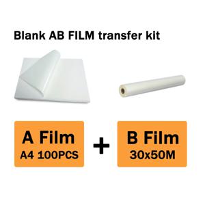 UV DTF 전사 스티커 AB 필름 키트 A4 20개 + B 필름, UV 평판 프린터 A3에 적합, A 필름 20개 + 30x50cm B 필름 세트