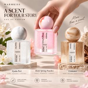 WARMKISS 여성용 오 드 퍼퓸 50ml, 우아하고 오래 지속되는 향, 대리석 모양의 뚜껑, 상쾌하고 달콤한 향, 향수 오일