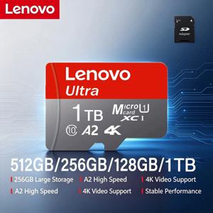 Lenovo 고속 마이크로 SD 메모리 카드, 512GB, 4K 풀 HD 비디오 지원, 스마트폰, GoPro 액션 카메라와 호환, 1TB, 128GB, 256GB.