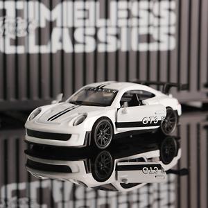1:32 화이트 GT3 RS 합금 레이싱카 모델, 개폐 가능한 도어가 있는 다이캐스트 스포츠카, 어린이 및 자동차 팬들을 위한 풀백 수집용 장난감