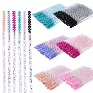 50pcs 일회용 스키니 마스카라 완드 미니 크리스탈 속눈썹 브러쉬 마이크로 브러시 래쉬 확장 용품 미니 래쉬 브러쉬