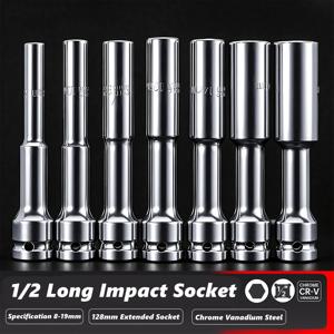 8-19mm 딥 소켓, 1/2인치 드라이브, CR-V 스틸 헥스 임팩트 소켓, 전동/공압 렌치용 CR-V 스틸 임팩트 소켓
