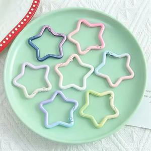 5-10PCS 그라데이션 별 모양 스프링 링 걸쇠, DIY 쥬얼리, 가방 참 및 키체인용 다채로운 합금 개방형 키링