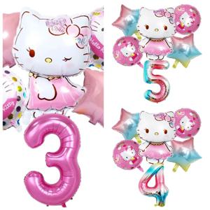 32인치 헬로키티 파티 풍선 세트 키티 핑크 숫자 호일 풍선 어린이 생일 파티 장식 베이비 샤워 헬륨 글로보스