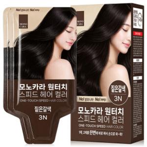 모노카라 원터치 스피드 헤어 컬러 새치염색 2개입 1박스 (배송비이벤트) 셀프 거품형염색약