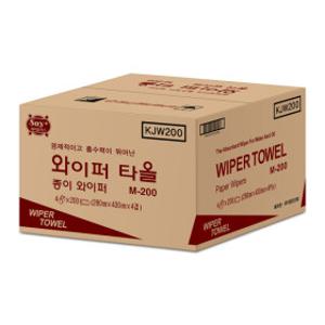 세이플러스 와이퍼타올 KJW200 중형 4겹 200매 x 4카톤 산업용 기계유지보수 기름제거 갈색원단 종이타월