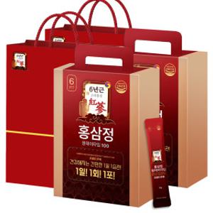홍삼정 홍삼스틱 1+1 (총 200포) 6년근 홍삼 원데이타임 100 대용량 100포 X 2세트/ 쇼핑백증정