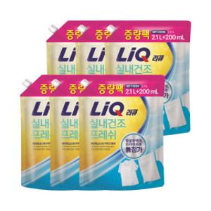 (대용량 증량팩) 리큐 실내건조 프레쉬 베이킹소다 구연산 세탁세제 2.3L(2.1L+200ml) 6개