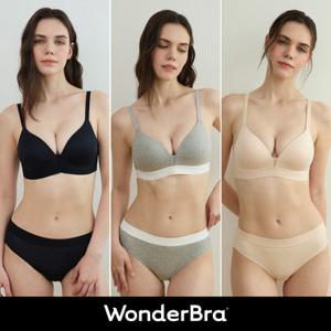 [Wonderbra] 볼륨스포츠 아웃밴드 브라팬티 6종 멜란지그레이+라이트베이지+블랙 WBW6O010304_T