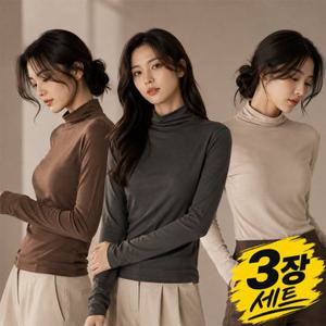 [시노코 3장세트] 소프트 스판 폴라 티셔츠 12컬러 FREE-XL A23T403