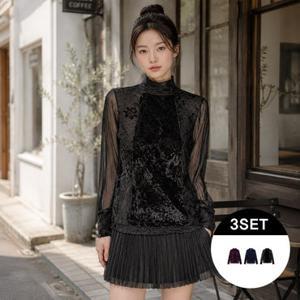 부르다문 벨벳 티블라우스 3종 BM234F0313TS