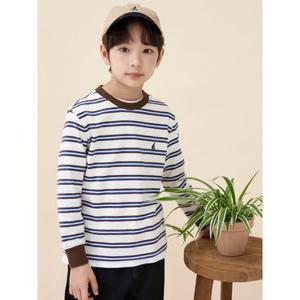 [TAG가 49000][빈폴키즈] 릴렉스핏 멀티 스트라이프 긴소매 티셔츠 - 아이보리 (BI6841U080)