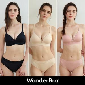 [Wonderbra] 볼륨스포츠 아웃밴드 브라팬티 6종 핑크+라이트베이지+블랙 WBW6O020304_T