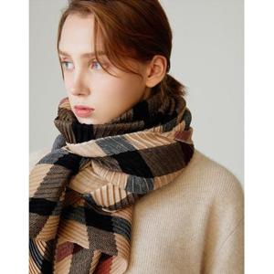 닥스 액세서리 26FW WOOL100%브라운 체크 울 플리츠 스카프겸 머플러 DCSC6F581W3