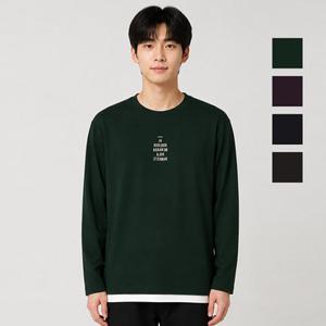 [뱅뱅] 공용 전면 레터링 레이어드 오버핏 티셔츠(NTF602)