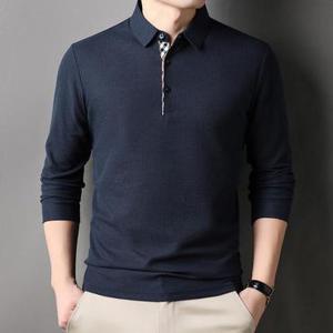 남성 간절기 댄디 카라티 남성 데일리 무지 긴팔 티셔츠 상의