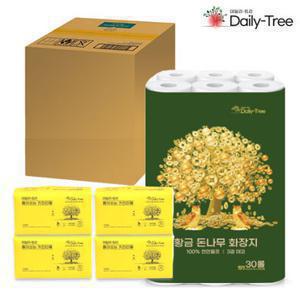 쓸수록 부자되는 데일리트리 황금돈나무 3겹 화장지30롤 1팩+키친타올 100매x4개 휴지 두루마리