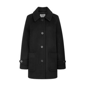 헤지스 여성 25FW 스테디셀러블랙 포켓배색 울 하프코트 WSCO5D005BK