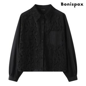 [보니스팍스]플라워 펀칭 카라 스트링 블라우스 (XQ1BA001L0)