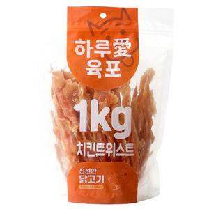 하루애 육포 강아지 대용량 간식 치킨트위스트, 1kg, 1개