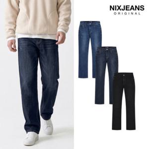 [NIX JEANS] 남) 기모 BK RAW/D톤/ML톤 워싱 1/2인밴딩 스트레이트 데님팬츠 (FNQWDPS101M)