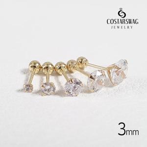 [코스타스웨그]14k귀걸이 큐빅 피어싱 (3mm)