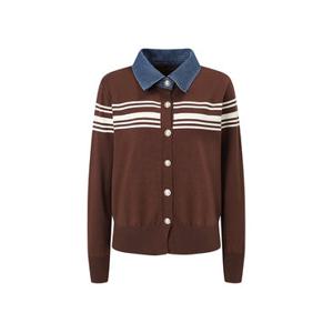 (더틸버리) 데님 칼라 스트라이프 니트 가디건 TS9N1CD021