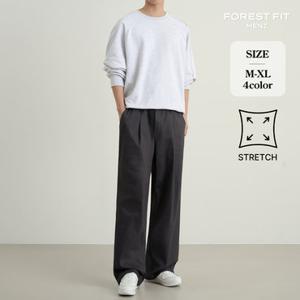 포레스트핏맨즈 남성 와이드핏 핀턱 스판 밴딩 코튼 바지 (MP2645)