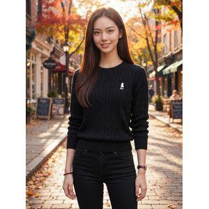 예일 여성 헤리티지 댄 라운드 케이블 니트 블랙 YD01KT2006BK